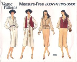2098 VOGUE DRESS,  BLOUSE,  SKIRT,  VEST,   FIT SHELL PATTERN 18, 14, 12, 10, 8